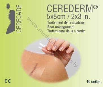 Silikona plāksteris Cerederm, rētu mīkstināšanai 5x8 cm (1 gab.)