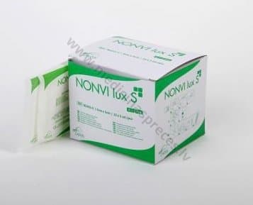 NONVI lux S neausta materiāla salvete 5x5 cm, 4 kārtas, sterila. Iepakojumā 2 salvetes