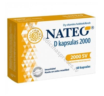 Nateo D kapsulas 2000. Iepakojumā 60 kapsulas