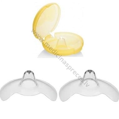 Medela Contact silikona krūšu galu aizsargi + plastmasas uzglabāšanas trauciņš, izmērs M (20 mm). Iepakojumā 2 gab.