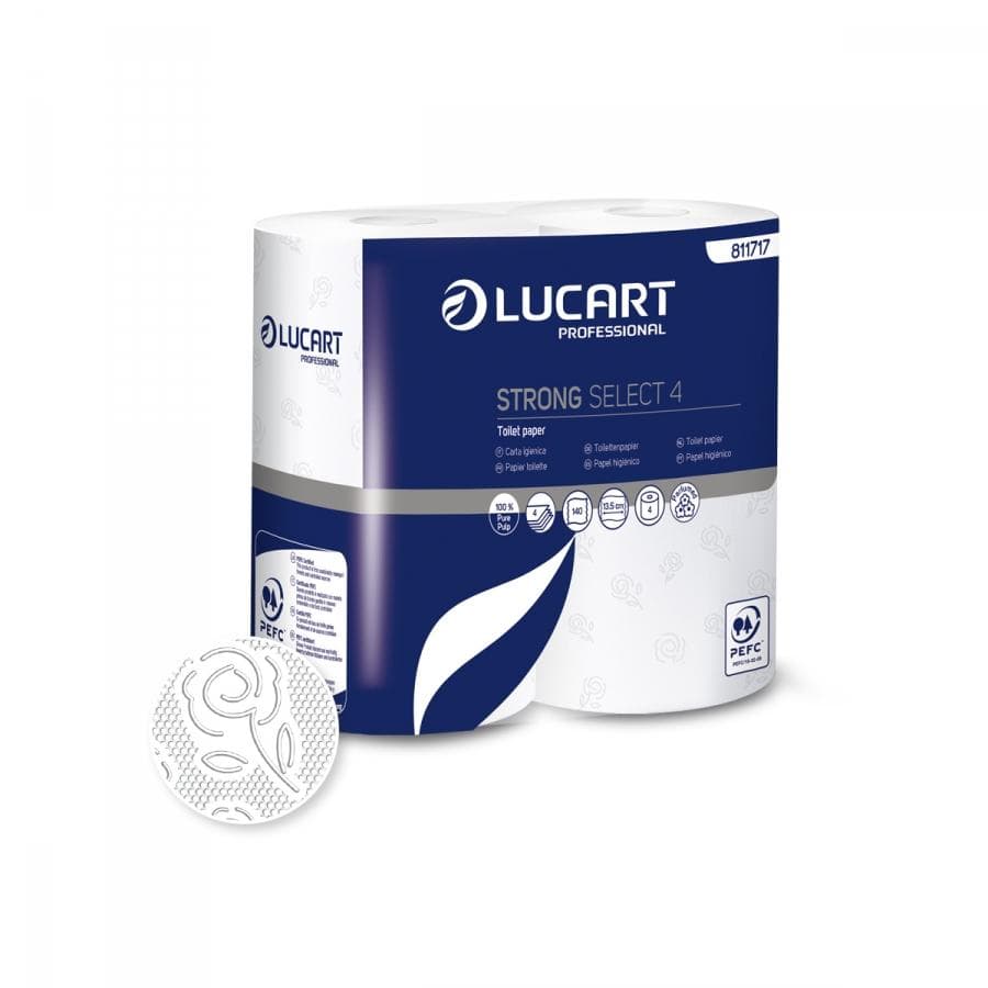 Tualetes papīrs STRONG LUCART ELITE 4-k, 16m, 140 loksnes. Iepakojumā 4 ruļļi