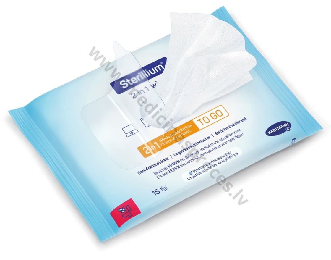 Sterillium 2in1, roku un virsmu dezinfekcijas salvetes.