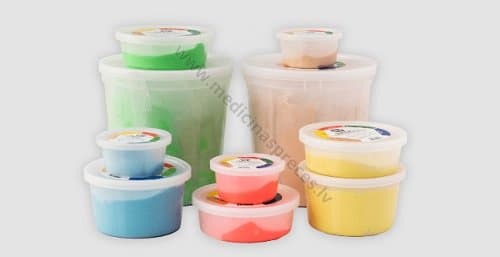 Terapeitiskais plastilīns. Dažādas pretestības pakāpes un tilpumi.