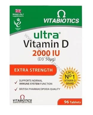 Ultra Vitamin D 2000 IU. Iepakojumā 96 tabletes.