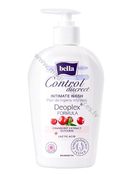 Bella Control Discreet ar dzērveņu ekstraktu ziepes intīmai higēnai.