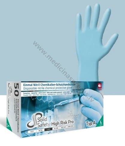 Cimdi nitrila High Risk Pro zili nepūd.,30cm izm M/50{10}