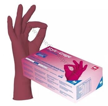 Cimdi nitrila nesterili ,bez pūdera M/100{10} bordo