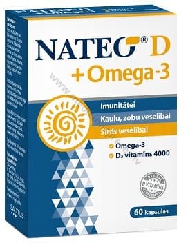 NATEO D + Omega-3. Iepakojumā 60 kapsulas