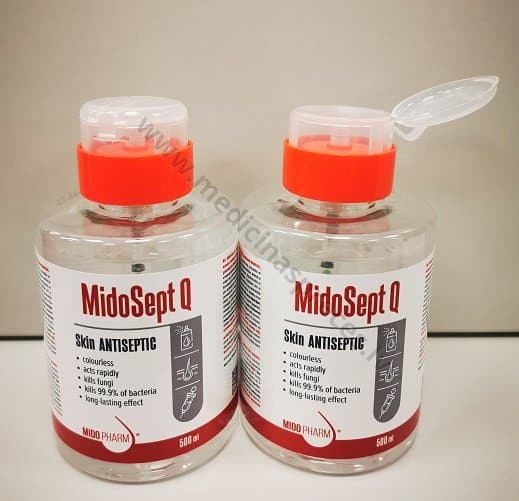 MidoSept Q lietošanai gatavs ātras iedarbības ādas antiseptiskais līdzeklis ar pumpi, 500ml.