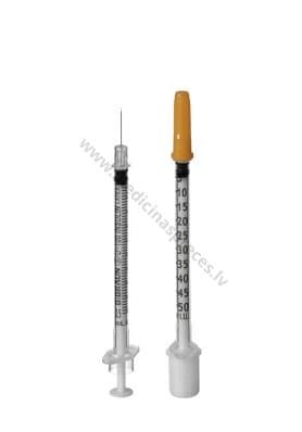 Šļirce insulīna 0.5ml OMNICAN (50 I.U.) ar integrētu adatu, 30G (0.3mm x 12mm).